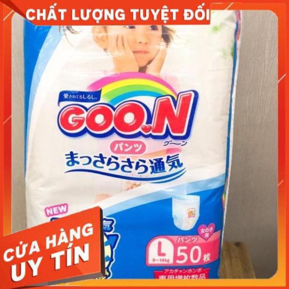 [Hàng chính hãng] Hàng auth Tã quần Goon size L 50 miếng bé gái (9-14kg)