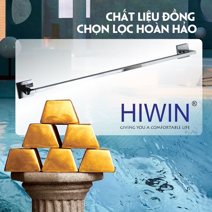 Giá treo khăn, thanh vắt khăn đơn nhà tắm chất liệu đồng mặt gương HIWIN Y-1208