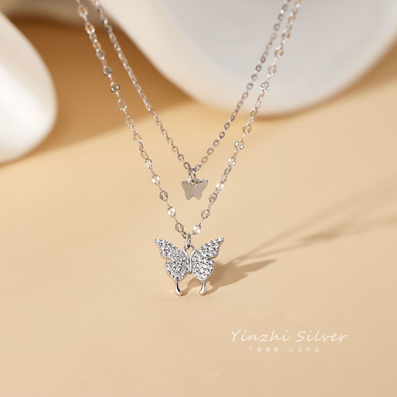 Vòng cổ hai lớp mặt hình bướm sang trọng thời trang mùa hè 2021 F051