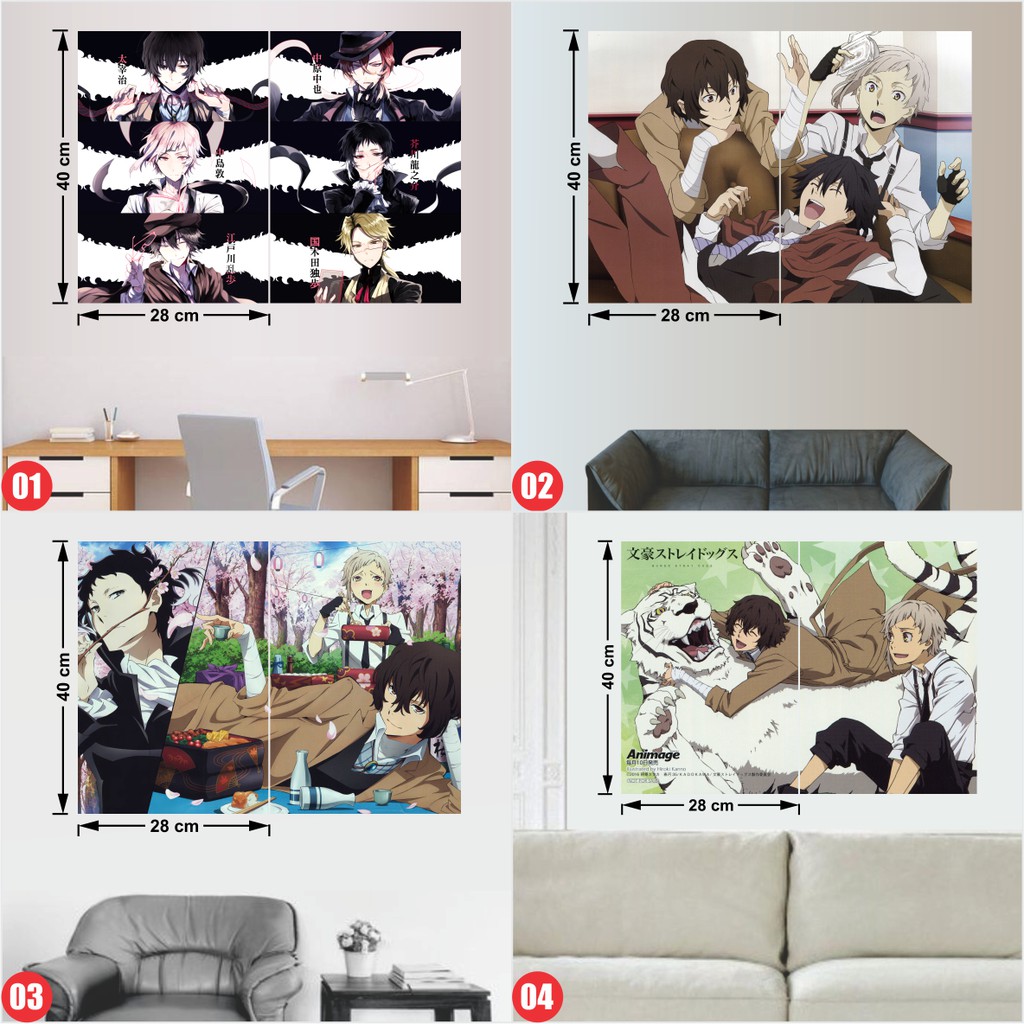 Combo 2 Tấm Poster Anime Văn hào lưu lạc - Bungou stray dogs - Tranh dán tường hoạt hình - Áp phích decal by AnimeX