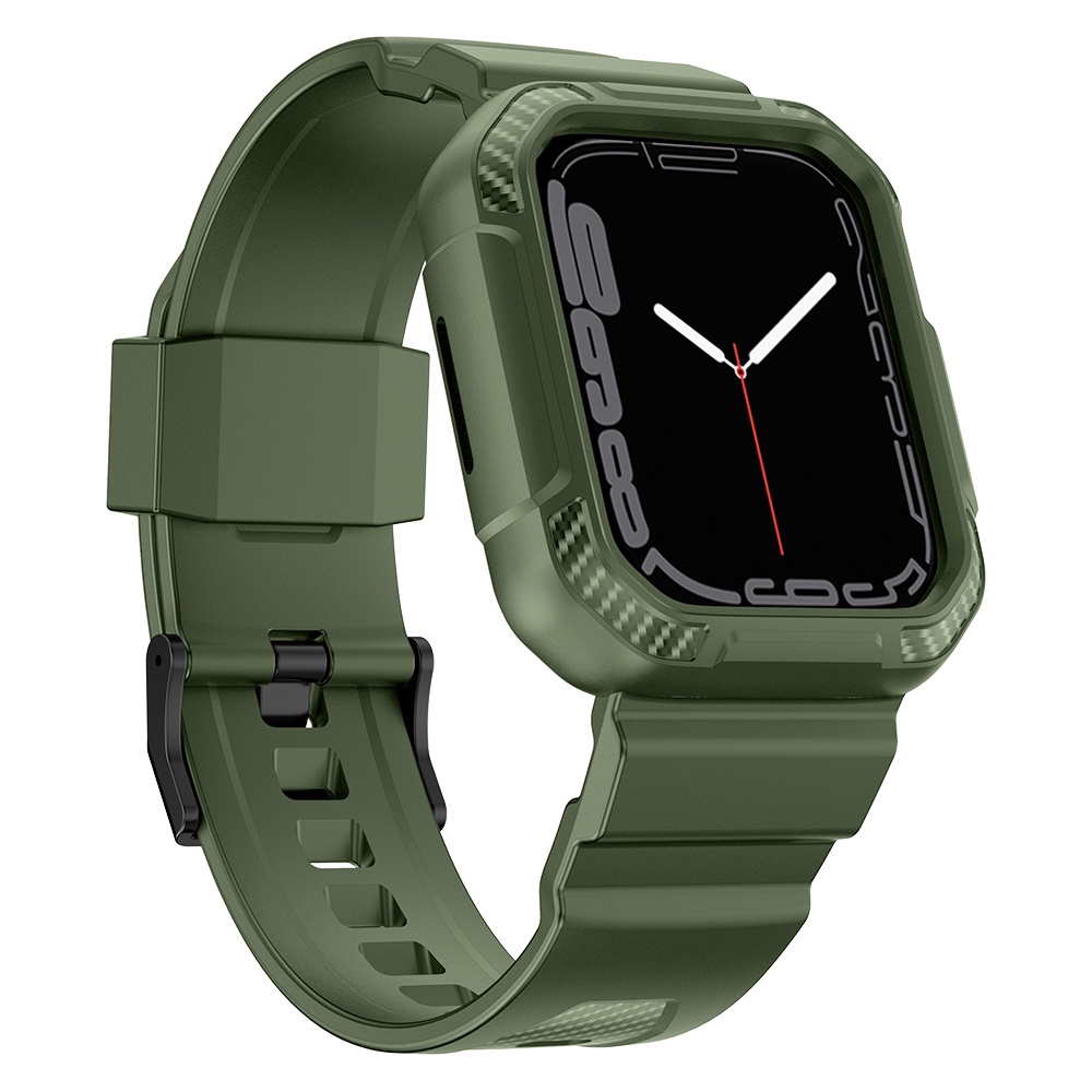 Dây Đeo Đồng Hồ Bằng TPU + Sợi Carbon Cho Apple iWatch Series 7 6 SE 5 4 3 2 45mm 41mm 40mm 44mm 42mm 38mm