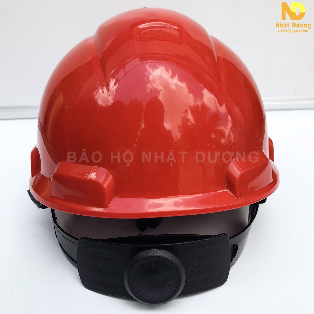 Mũ bảo hộ lao động màu đỏ khóa vặn có lót xốp N08,  Nón bảo hộ lao động Nhật Dương cho giám sát an toàn
