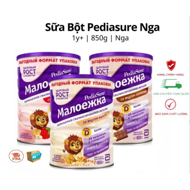 [AV] Sữa Bột Pediasure Nội Địa Nga Đủ Vị Vani/Socola/Dâu Hộp 850g Cho Bé