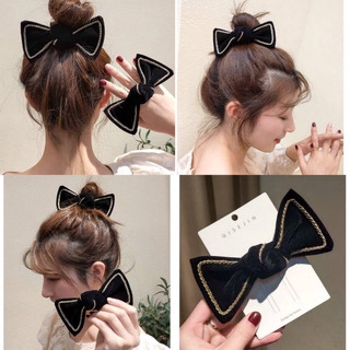 Dây buộc tóc nơ nhung vàng thời trang Hàn Quốc