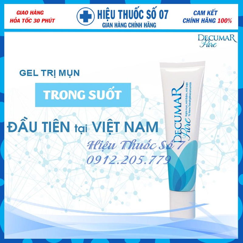 Gel ngừa mụn da mặt trong suốt Decumar Pure 15gr hoàn toàn mới[CHÍNH HÃNG]