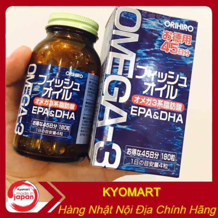 Dầu cá Omega 3 Orihiro Fish Oil Nhật Bản tốt cho mắt, tim mạch và não hộp 180 viên