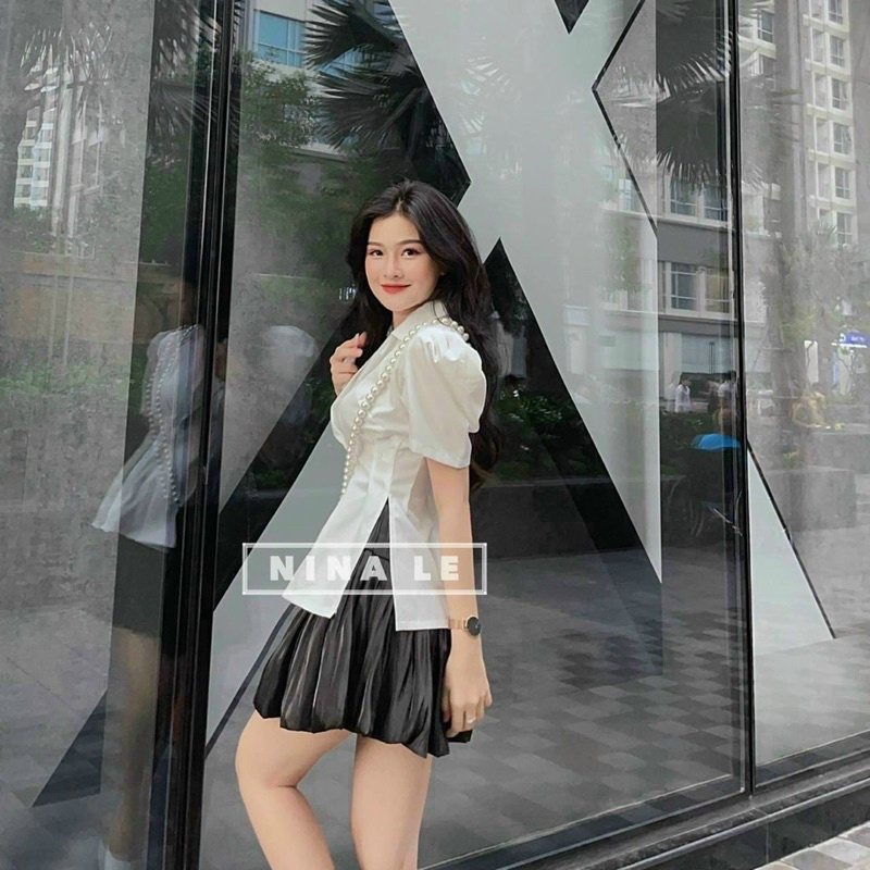 Set vest + chân váy đen