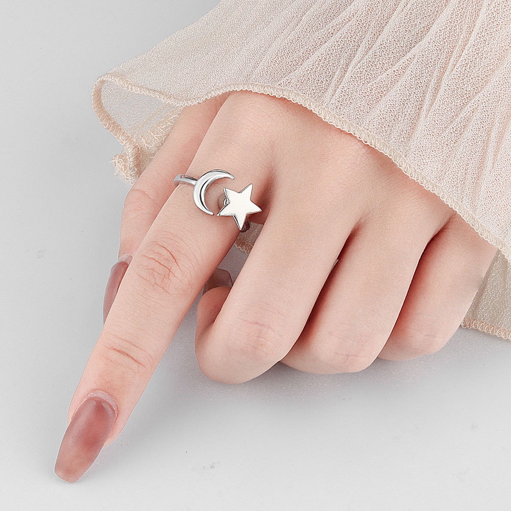 Nhẫn Hở Đính Đá Zircon Hình Ngôi Sao Mặt Trời Xoay Được Sáng Tạo Có Thể Điều Chỉnh Cho Nữ