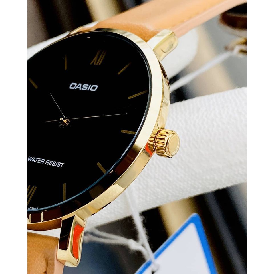 Đồng hồ nam đẹp dây da Casio MTP VT01GL-5B mặt đen chống nước Bảo hành 1 năm Hyma watch