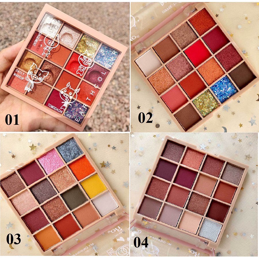 Bảng Phấn Mắt Beauty Glazed 16 Màu Lấp Lánh Chống Thấm Nước Tutu