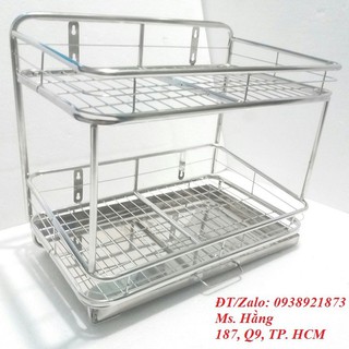 KỆ ÚP CHÉN ÚP LY 2 TẦNG LOẠI CÓ KHAY - TRO2T35LC - TRO2T35LCK
