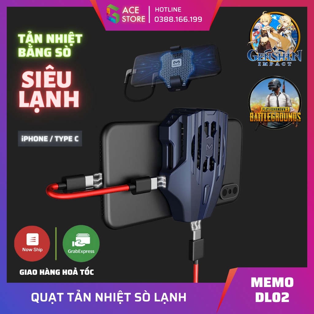 [Mã SKAMSALE11 giảm 10% đơn 200k] Memo DL02 | Quạt tản nhiệt sò lạnh siêu mát dành cho điện thoại