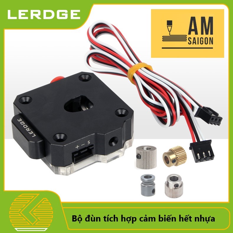 Bộ Đùn nhựa In 3D Lerdge 1.75mm tích hợp cảm biến hết nhựa nhôm hợp kim cao cấp, tương thích nhiều loại bánh răng