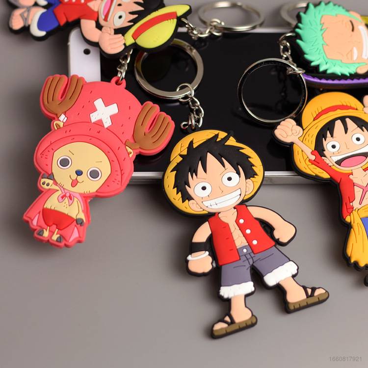 Set 2 Móc Khóa Hình Nhân Vật Luffy Zoro Chopper Hai Mặt Trong Phim Hoạt Hình One Piece