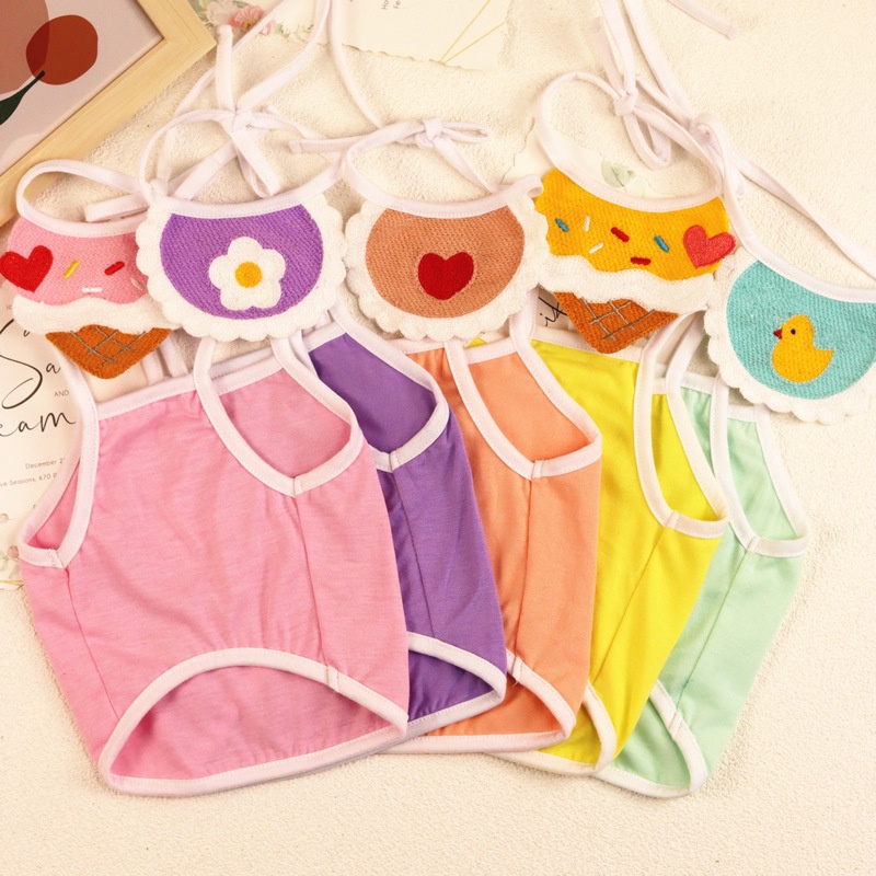 áo 2 dây Dadagou kèm yếm cho chó mèo