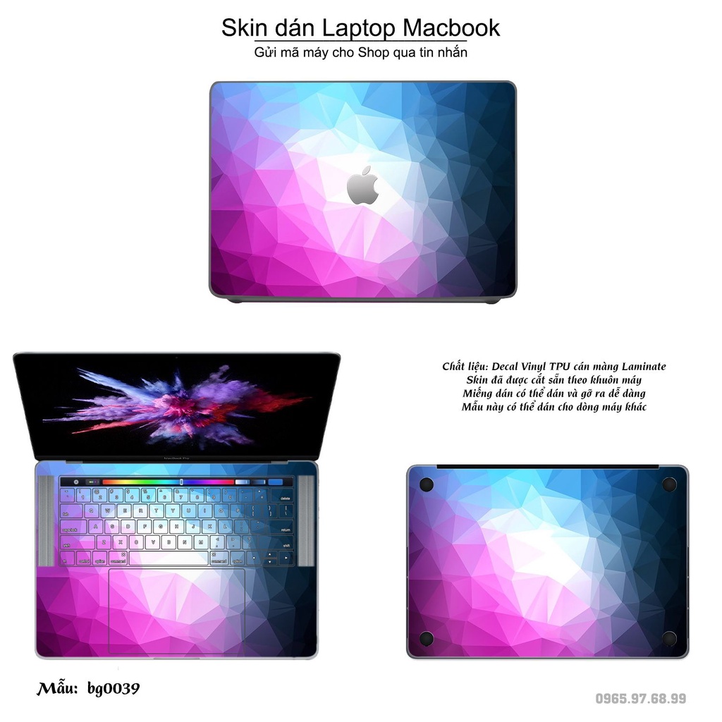 Skin dán Macbook mẫu Vân kim cương (đã cắt sẵn, inbox mã máy cho shop)