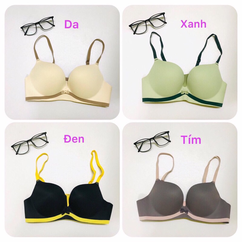 Áo Lót Nữ Áo Ngực Nữ Đúc Su Thông Hơi Viền Màu Đính Nơ Nhỏ Tôn Vòng Một Gợi Cảm 276