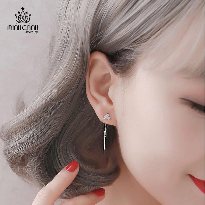 Bông Tai Cỏ 3 Lá Bằng Bạc Dáng Dài - Minh Canh Jewelry