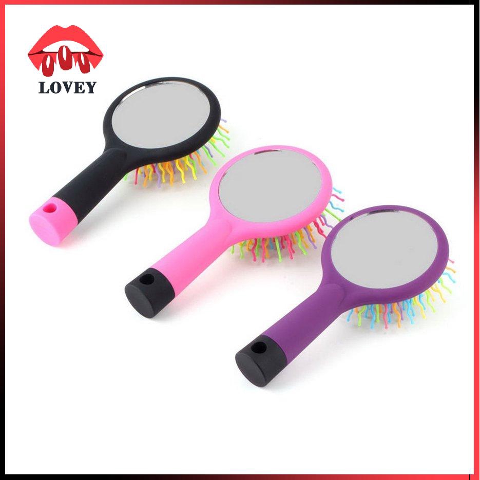 Lược chải tóc tích hợp gương soi chống tĩnh điện massage da đầu màu sắc cầu vồng