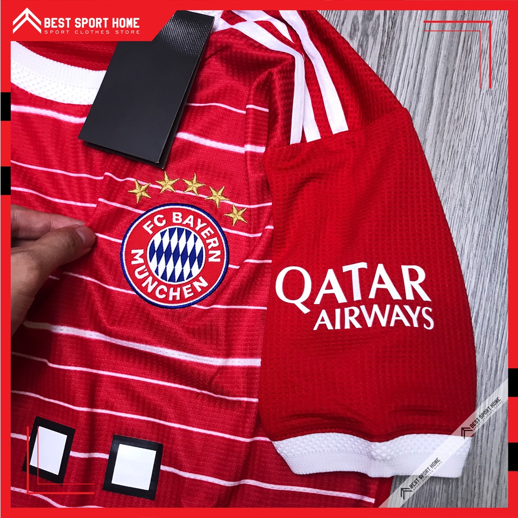 Set quần áo bóng đá Bayern Munich sân nhà 2022/23 - Vải Climacool màu đỏ form Âu - In ấn tên số theo yêu cầu