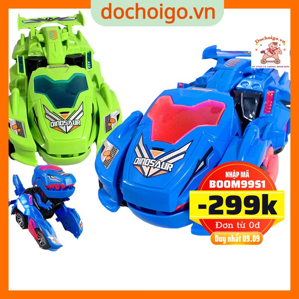 Đồ chơi xe oto biến hình khủng long có đèn và nhạc, chất liệu cao cấp an toàn cho bé 2 3 4 5 6 7 8 tuổi dochoigo.vn