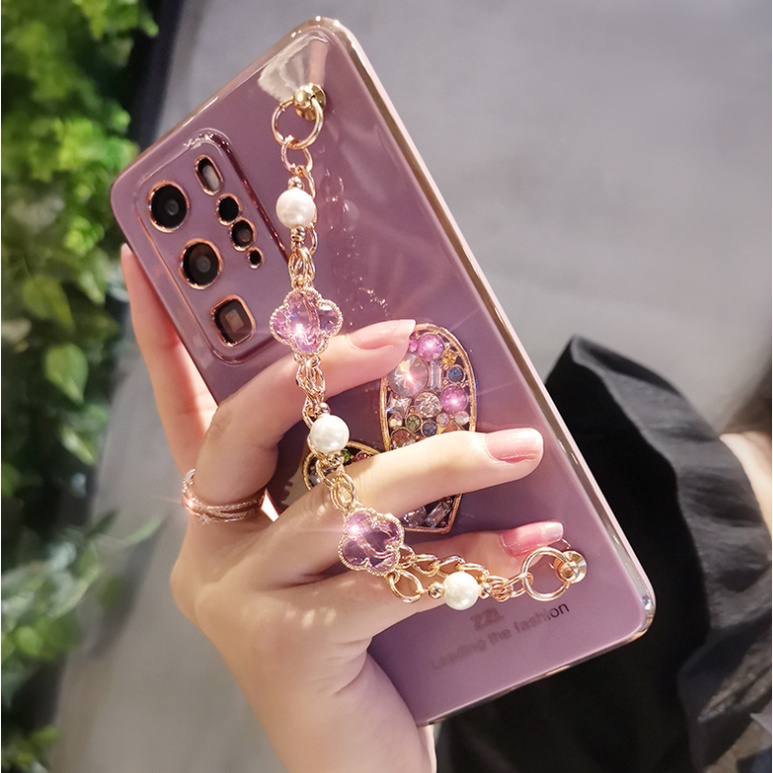 Ốp điện thoại có dây đeo tay đính đá lấp lánh cho Samsung S22 Ultra S21 S21fe S20 S20fe S10 Plus