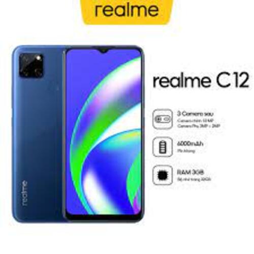 điện thoại Realme C12 2sim ram 3G rom 32G Chính Hãng,Màn hình: IPS LCD6.52"HD+, Pin 6000mah, Cày Game nặng mượt