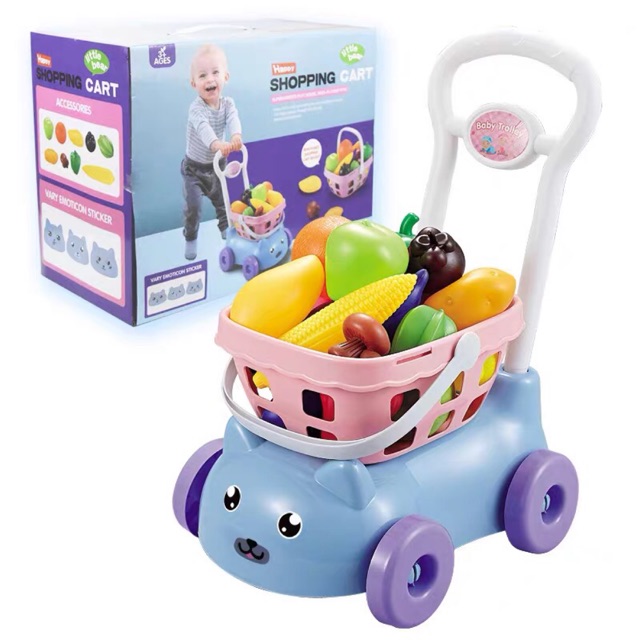 Đồ chơi Xe Đẩy Siêu Thị &amp; Giỏ 2in1 Cho Trẻ Em 44cm