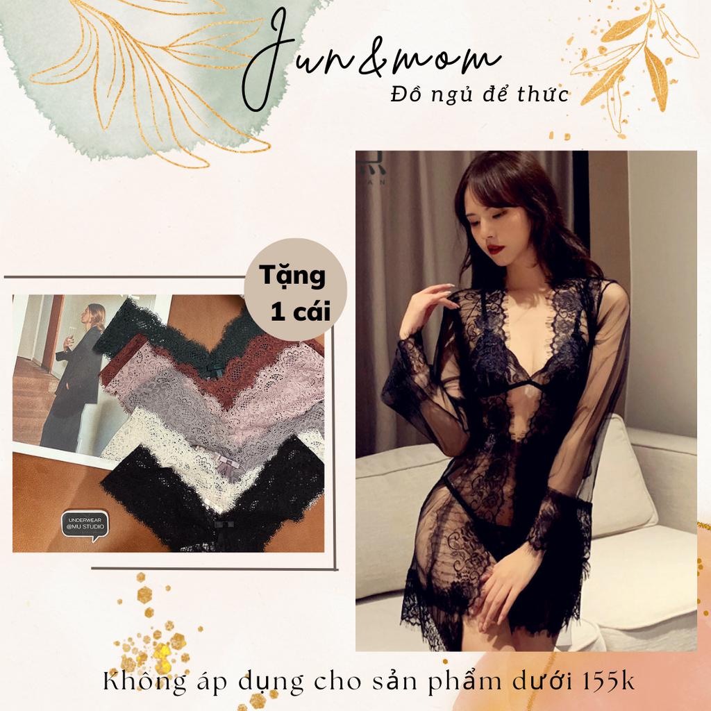(Set 3 món) Váy ngủ xuyên thấu Jun&mom_DN50 thiết kế ren xuyên thấu fprm dáng dễ mặc phù hợp với tất cả
