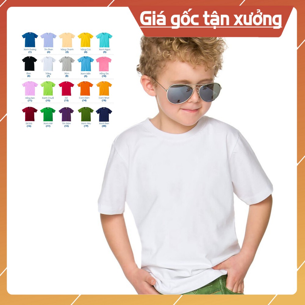 Áo thun trẻ em trơn cotton 20 màu 🔹NTT KD🔹 Áo trẻ em nam nữ cotton trơn thoáng mát