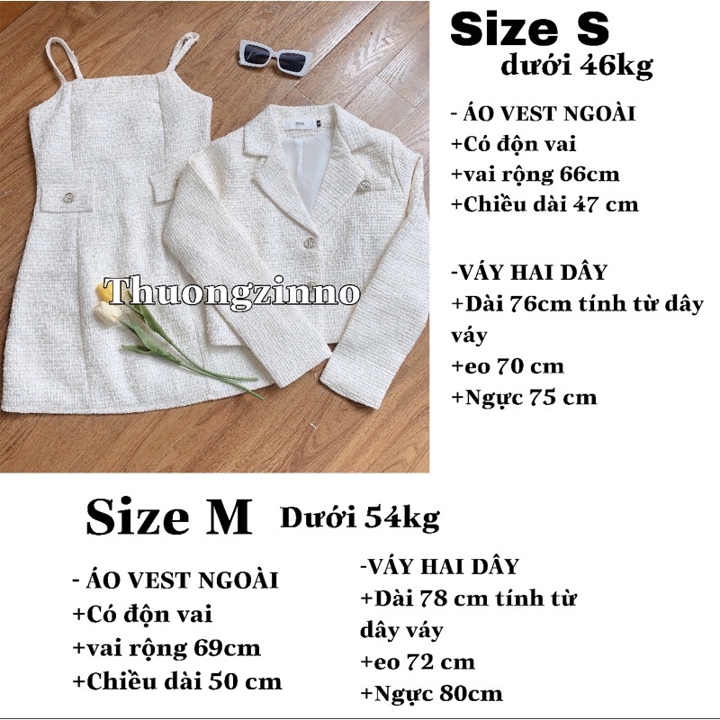 [Ảnh thật/Video] SET VÁY TWEED gồm váy hai dây kèm áo khoác ngoài xinh như tiểu thư | BigBuy360 - bigbuy360.vn
