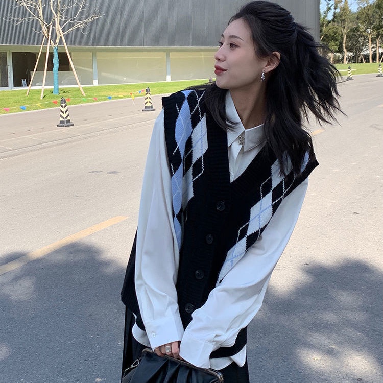 Áo len không tay cổ chữ V thời trang nữ tính