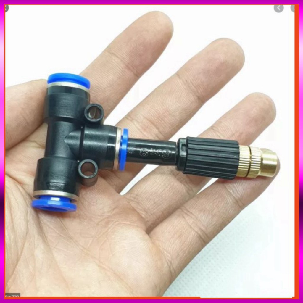[GIÁ TỐT] 5 Béc phun sương 1 tia đồng, nối nhanh chữ Tê 8mm dùng tưới cây, tưới lan