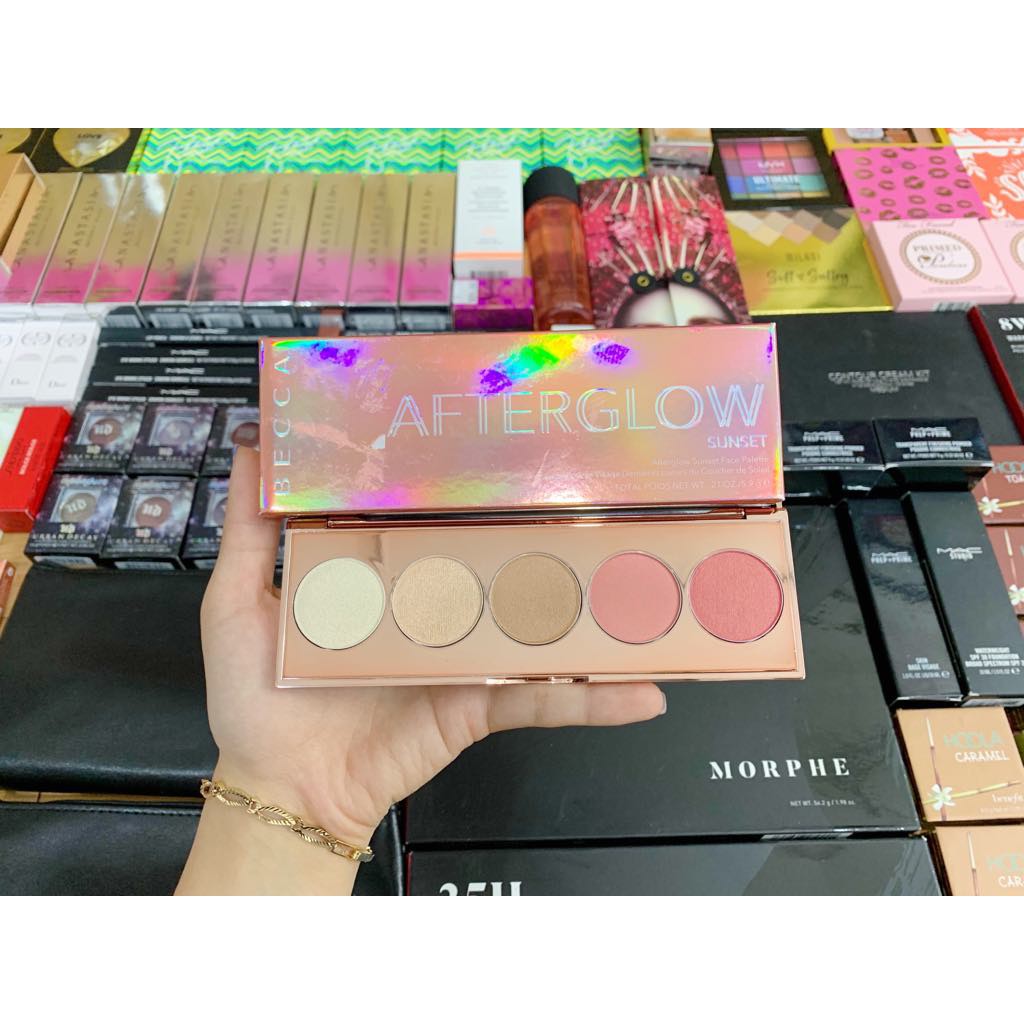 Becca - Bảng Phấn Má Hồng Và Highlight 5 Ô After Glow Sunset 5,9g