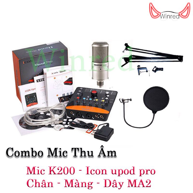 Combo mic thu âm Taksar PC K200 Full và Sound card icon Upop Nano Pro chân màng dây live stream MA2 - Trọn bộ thu âm ♥️♥
