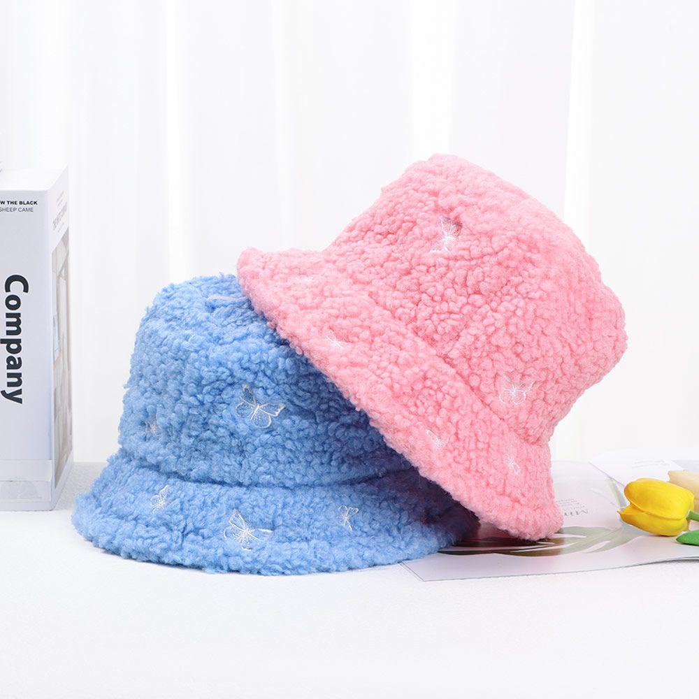 Nón Tai Bèo Panama Mềm Mại Ấm Áp Thêu Họa Tiết Bươm Bướm Xinh Xắn