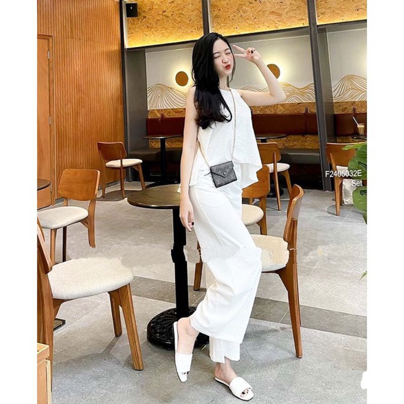 Set đũi sát nách quần suông đẹp ( hình thật tự chụp )