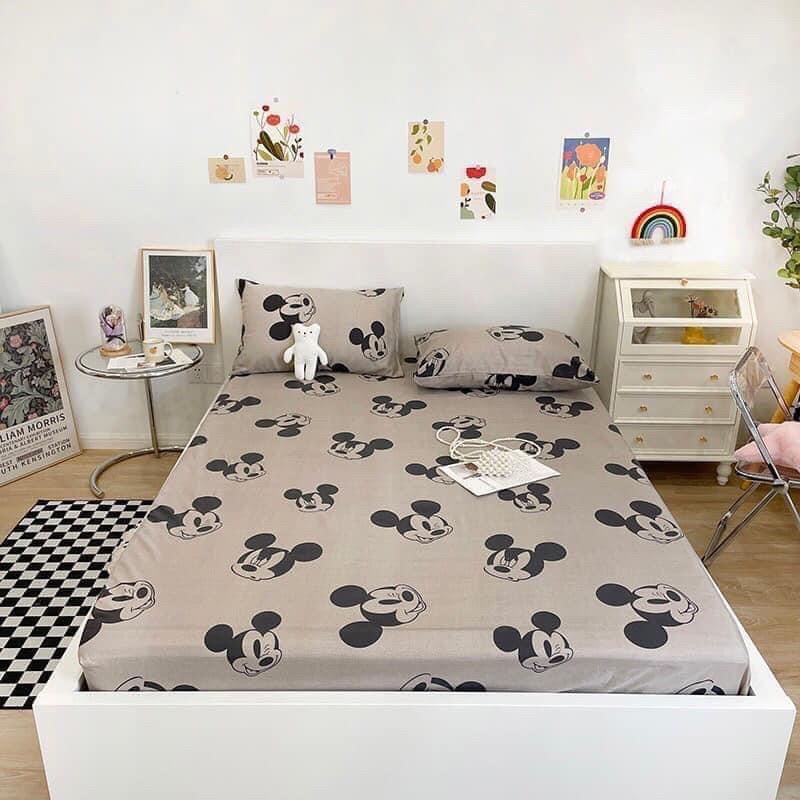 SET BỘ VỎ GA +2 VỎ GỐI MICKEY GHI