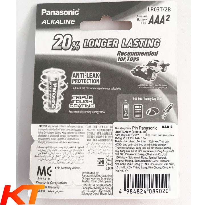 Pin AAA Alkaline PANASONIC LR03T/2B