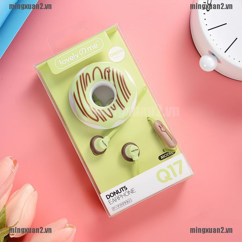 Tai Nghe Nhét Tai Hình Bánh Donut Dễ Thương Kích Thước 3.5mm