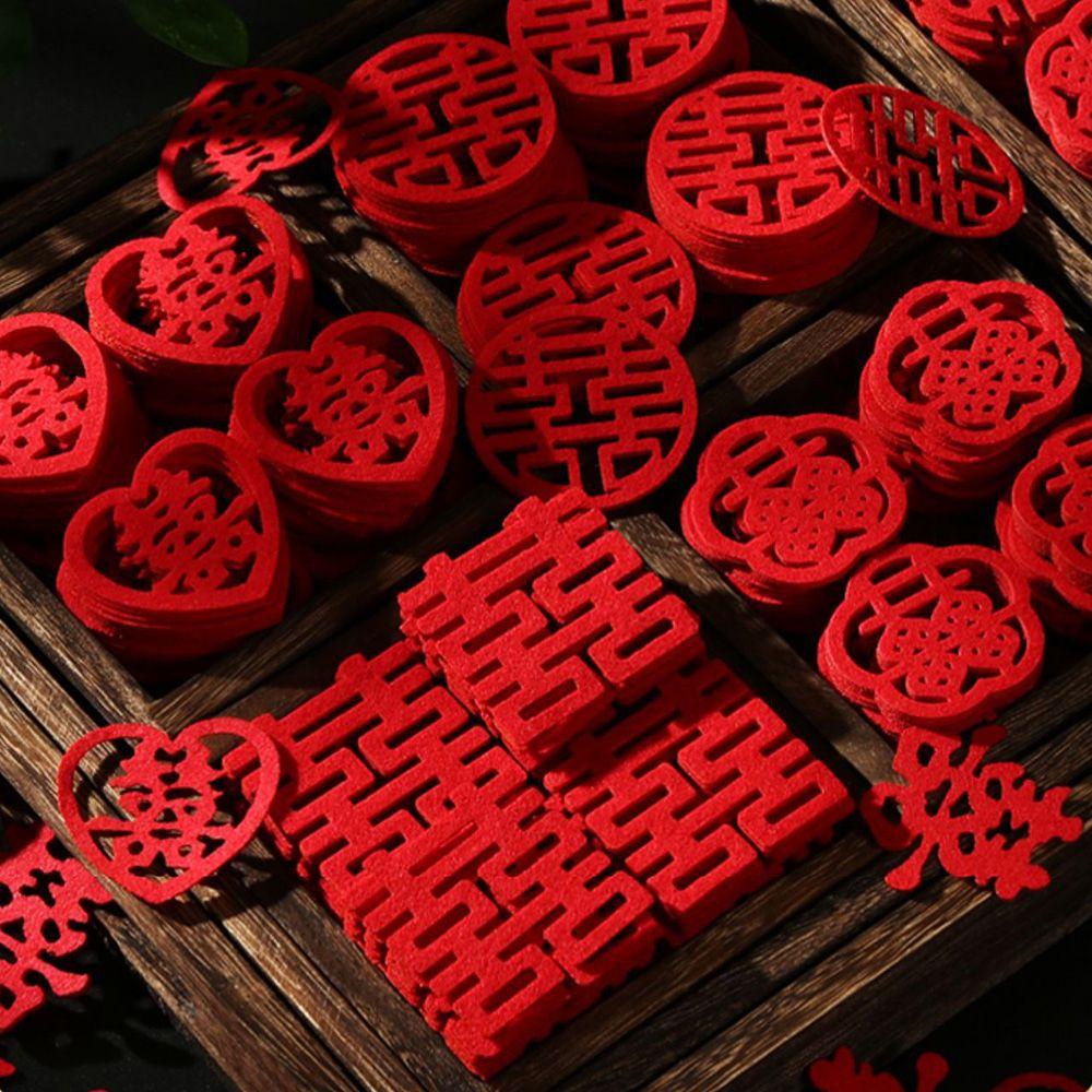 Set 150 Miếng Dán Hình Trái Tim Phong Cách Trung Hoa Dùng Trang Trí Đám Cưới