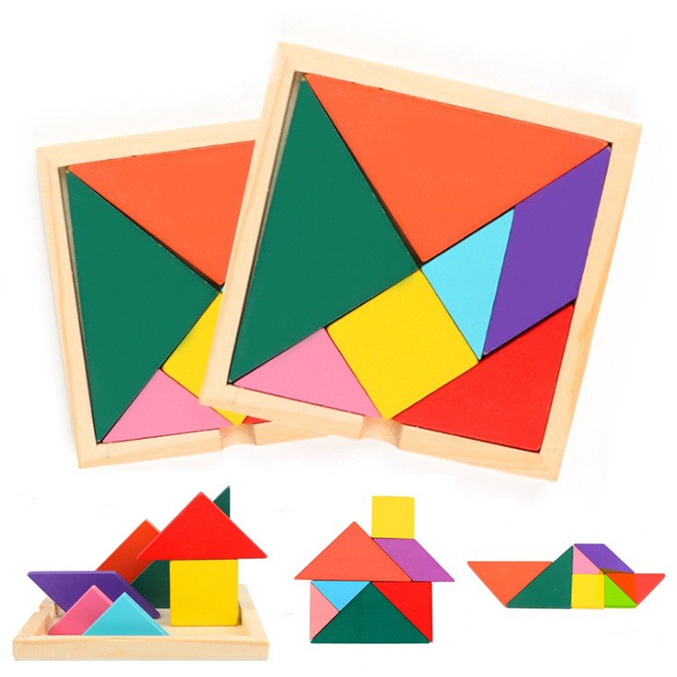 Đồ chơi xếp hình tangram loại dày dặn 1cm cho bé, đồ chơi gỗ an toàn dochoigo.vn