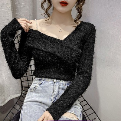 Áo len lông trễ vai áo len nữ gợi cảm A196