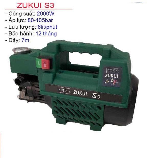 Máy Rửa Xe Zukui S3  Máy Xịt Rửa Cao Áp 2000W Ruột Đồng Bảo Hành 12 Tháng Hàng Công Ty