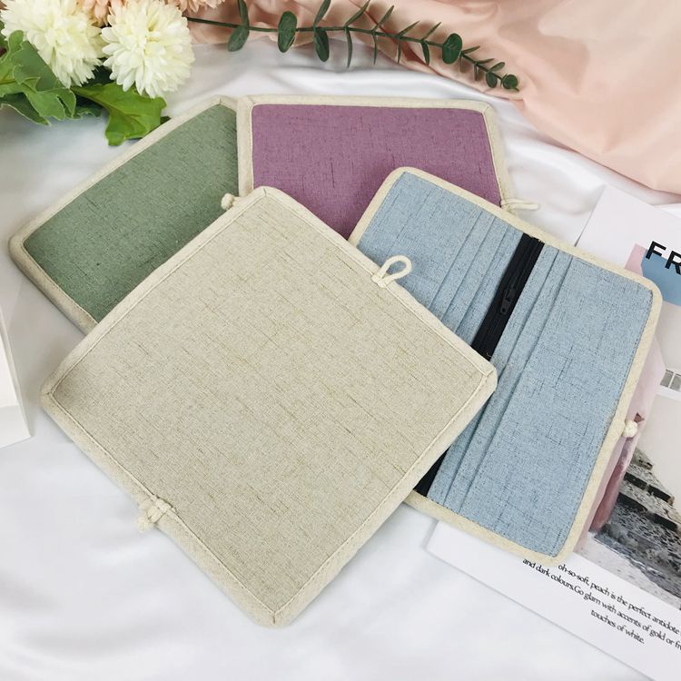 Bán Sỉ Ví Vải Lanh Cotton Thủ Công Màu Trơn Có Khóa Cài Cho Nữ