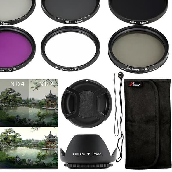 Kính Lọc 58mm Uv Cpl Fld Nd2 4 8 Cho Canon 700d 650d 600d 450d 400d 350d