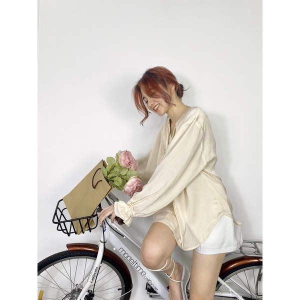 Áo sơ mi cổ trụ bèo tay [Decemi]
