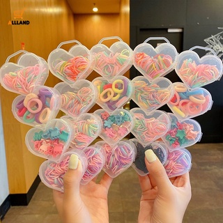 1 Set Dây Buộc Tóc Co Giãn Nhiều Màu Hình Trái Tim Dễ Thương Dành Cho Bé Gái