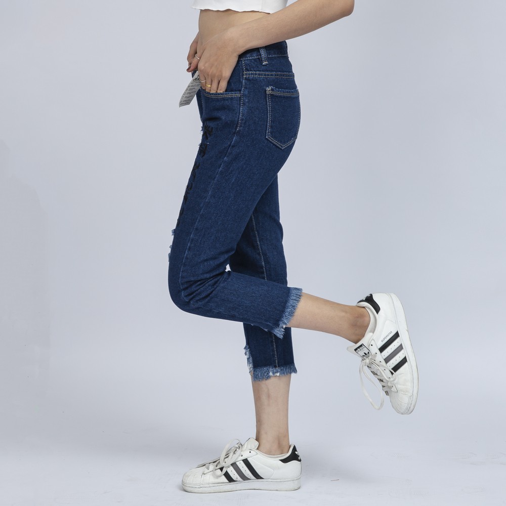 Quần Jean Nữ Begy Chữ Thái Chân Tua Màu Đậm Co Giãn Thời Trang Cao Cấp Giãn QR07. xynhshop999 | BigBuy360 - bigbuy360.vn