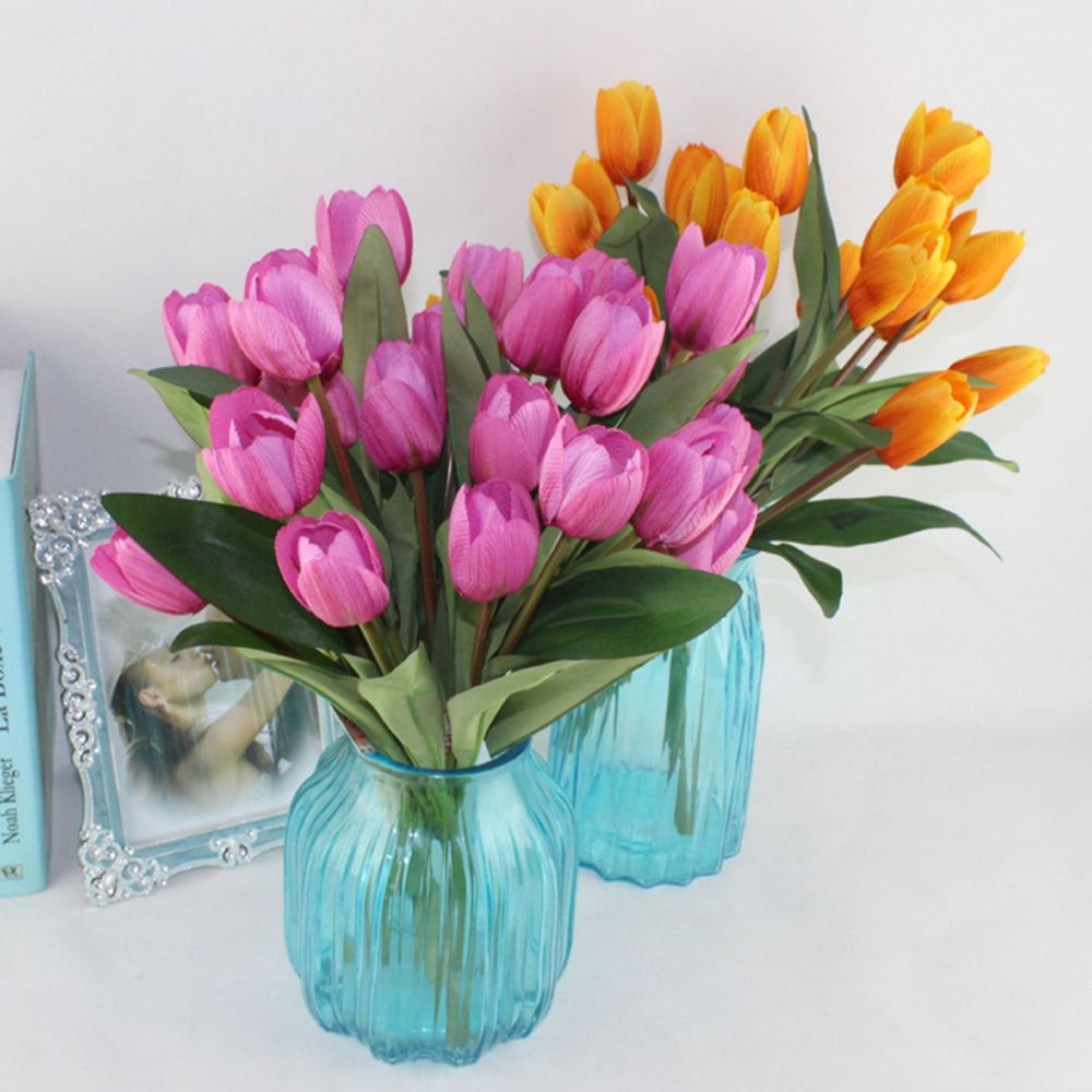 Bó Hoa Tulip Nhân Tạo 9 Bông Trang Trí Tiệc Cưới / Sân Vườn Diy